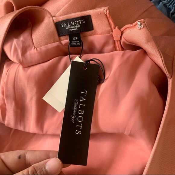 Talbots‎ silk cotton pleated low back fit n flare dress size 12 Petite - Picture 6 of 7